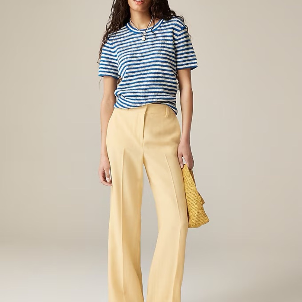 J. Crew Cuffed Wide-Leg Trouser in Luster Canvas in Sweet Meringue T10